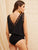 Double V-neck Lace Trim Blouson Bodysuit