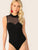 Mock-Neck Mesh Insert Form Fitted Bodysuit
