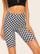 Wide Waist Checked Cycling Shorts