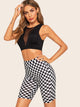 Wide Waist Checked Cycling Shorts