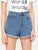 Roll Up Hem Solid Denim Shorts