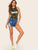 Mock Neck Letter Print Camo Armhole Tank Bodysuit