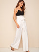 Belted Paperbag Waist Wide Leg Pants