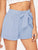 Self Belted Elastic Waist Cuffed Shorts
