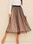 High Waist Striped Mesh Overlay Skirt