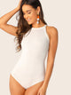 Halterneck Ribbed Bodysuit