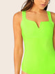 Neon Green V-cut Neck Slim Fitted Bodysuit