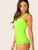 Neon Green V-cut Neck Slim Fitted Bodysuit