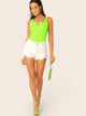 Neon Green V-cut Neck Slim Fitted Bodysuit