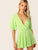 Deep V Neck Flutter Sleeve Belted Romper