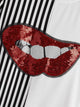 Contrast Lip Sequin Striped Panel Tee