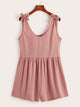 Tie Shoulder Round Neck Romper