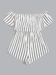 Off Shoulder Vertical Striped Romper