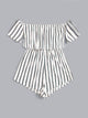 Off Shoulder Vertical Striped Romper