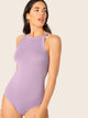 Halterneck Ribbed Bodysuit