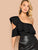 Exaggerate Ruffle Yoke Asymmetrical Shoulder Bodysuit