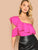 Exaggerate Ruffle Yoke Asymmetrical Shoulder Bodysuit