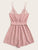 Surplice Striped Self Belted Wrap Romper