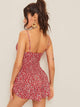 Tie Front Cut Out Shirred Detail Ditsy Floral Romper