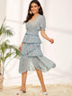 Ditsy Floral Print Layered Ruffle Skirt