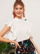 Butterfly Sleeve Button Keyhole Blouse