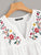 V-cut Neck Embroidery Print Ruffle Armhole Top