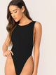 Solid Low Side High Cut Skinny Bodysuit