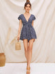 Plunging Neck Ditsy Floral Wrap Romper