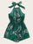 Leaf Print Halter Romper