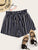 High Waist Bow Decor Striped Paperbag Shorts