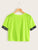 Neon Green Letter Tape Panel Twist Front Crop Tee