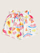 Fruit Print Paper Bag Belted Shorts