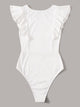 Ruffle Armhole Solid Bodysuit