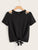 Solid Cut Out Shoulder Knot Front Top