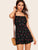 Cherry Print Crisscross Backless Slip Romper