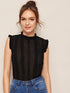 Lettuce Frill Contrast Lace Blouse