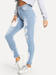 Ripped Raw Hem Faded Wash Jeans