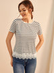 Contrast Lace Tulip Hem Striped Tee