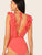 Plunging Neck Ruffle Trim Tie Back Bodysuit