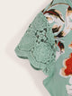 Contrast Lace Cuff Floral Print Blouse
