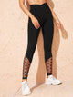 Notch Wide Waistband Star Mesh Hem Leggings