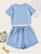 Solid Tee & Drawstring Waist Shorts