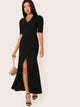 Slit Fishtail Solid Maxi Dress