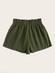 Ruffle Waist Tie Front Wide Leg Shorts