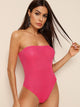 Neon Pink Rib-knit Tube Bodysuit