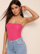 Neon Pink Rib-knit Tube Bodysuit