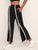Contrast Side Tape Split Hem Pants