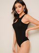 Solid Asymmetrical Neck Fitted Bodysuit