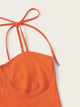 Neon Orange Knot Shoulder Bustier Bra Bodysuit