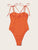 Neon Orange Knot Shoulder Bustier Bra Bodysuit